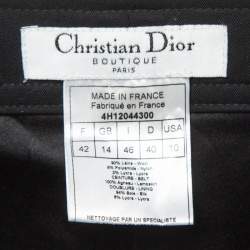 Pre Owned Christian Dior Boutique Black Studded Belt Gabardine Trousers L