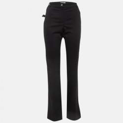 Pre Owned Christian Dior Boutique Black Studded Belt Gabardine Trousers L