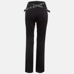 Pre Owned Christian Dior Boutique Black Studded Belt Gabardine Trousers L