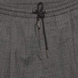 Pre Owned Dior Dark Grey Houndstooth Wool Pants L