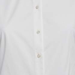 Pre Owned Christian Dior White Cotton Buttoned Front Flared Short Dress M