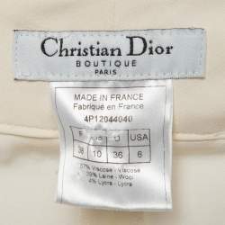 Pre Owned Christian Dior Boutique Beige Logo Embellished Stretch Crepe Joggers M