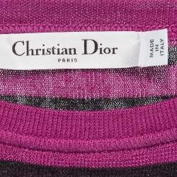 Christian Dior Pink Striped Rib Knit Top S