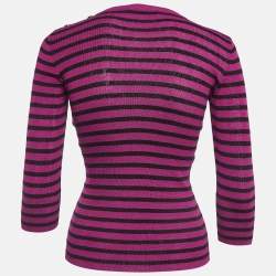 Christian Dior Pink Striped Rib Knit Top S