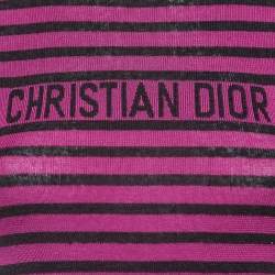 Christian Dior Pink Striped Rib Knit Top S