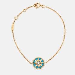Dior  Rose des Vents Turquoise Diamond 18k Yellow Gold Station Bracelet