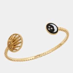 Dior Rose Celeste Onyx Diamond Mother of Pearl 18K Two Tone Gold Bracelet 15.5