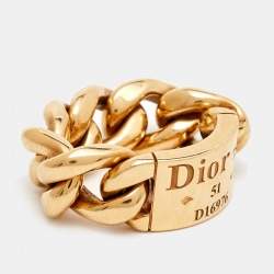 Dior 18K Yellow Gold Chain Link Ring Size 51