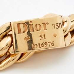 Dior 18K Yellow Gold Chain Link Ring Size 51