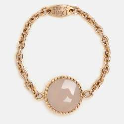 Dior Mother of Pear Diamond 18k Yellow Gold Rose Des Vent Ring Size 53