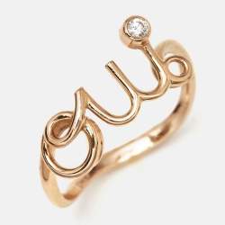 Dior Oui Diamond 18k Rose Gold Ring Size 52