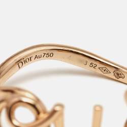 Dior Oui Diamond 18k Rose Gold Ring Size 52