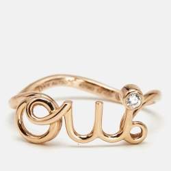 Dior Oui Diamond 18k Rose Gold Ring Size 52
