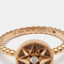 Dior Rose Des Vents Pink Opal Diamond 18k Rose Gold Ring Size 52