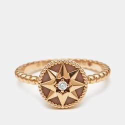 Dior Rose Des Vents Pink Opal Diamond 18k Rose Gold Ring Size 52