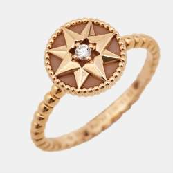 Dior Rose Des Vents Pink Opal Diamond 18k Rose Gold Ring Size 52