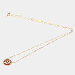 Pre Owned Dior Rose des Vents 18K Rose Gold and Diamond Pendant Necklace