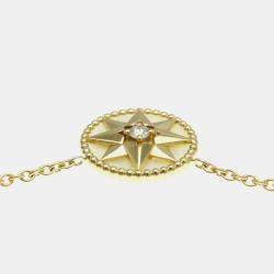 Pre Owned Christian Dior Rose Des Vents Yellow Gold 18K Diamond Mother Of Pearl Pendant Necklace 