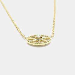 Pre Owned Christian Dior Rose Des Vents Yellow Gold 18K Diamond Mother Of Pearl Pendant Necklace 