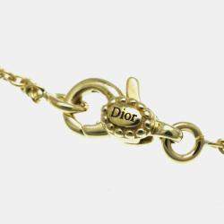Pre Owned Christian Dior Rose Des Vents Yellow Gold 18K Diamond Mother Of Pearl Pendant Necklace 