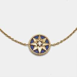 Pre Owned Dior Rose Des Vents Lapis Lazuli Diamond 18k Yellow Gold Bracelet