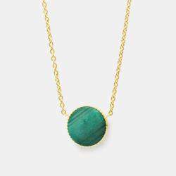 Pre Owned Christian Dior Rose des Vents 18K Yellow Gold Malachite Pendant Necklace