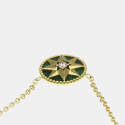 Pre Owned Christian Dior Rose des Vents 18K Yellow Gold Malachite Pendant Necklace