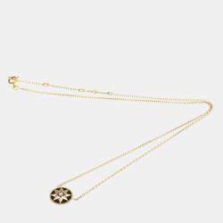 Pre Owned Christian Dior Rose des Vents18K  Pink Gold Diamond Onyx Pendant Necklace