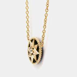 Pre Owned Christian Dior Rose des Vents18K  Pink Gold Diamond Onyx Pendant Necklace