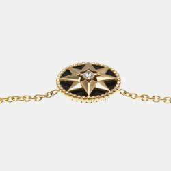 Pre Owned Christian Dior Rose des Vents18K  Pink Gold Diamond Onyx Pendant Necklace