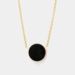 Pre Owned Christian Dior Rose des Vents18K  Pink Gold Diamond Onyx Pendant Necklace