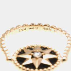 Pre Owned Christian Dior Rose des Vents 18K Pink Gold Onyx Band Ring EU 50