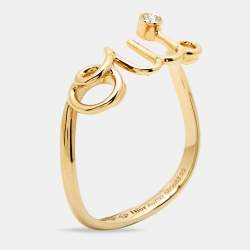 Pre Owned Dior Oui Diamond 18k Yellow Gold Ring Size 55