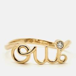 مملوكة مسبقًا Dior Oui Diamond 18k Yellow Gold Ring Size 55