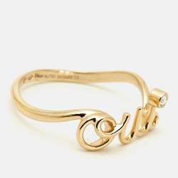 مملوكة مسبقًا Dior Oui Diamond 18k Yellow Gold Ring Size 55