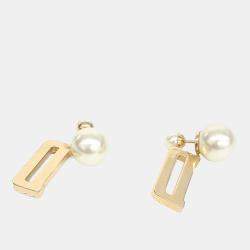 Pre Owned Christian Dior Tribal Gold  Pearl Earrings