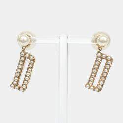 Pre Owned Christian Dior Tribal Gold  Pearl Earrings