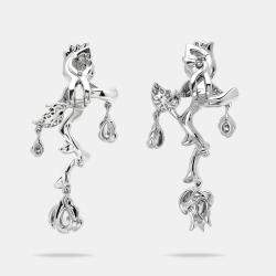 Pre Owned Dior Rose Bagatelle Diamonds 18k White Gold Earrings