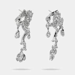 Pre Owned Dior Rose Bagatelle Diamonds 18k White Gold Earrings