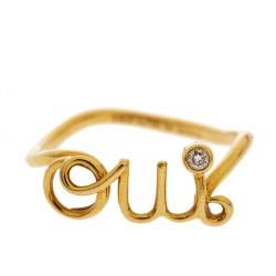 Dior Oui Diamond 18K Yellow Gold Ring Size 54