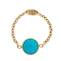 Dior XS Rose Des Vents Diamond Turquoise 18K Yellow Gold Chain Ring 48