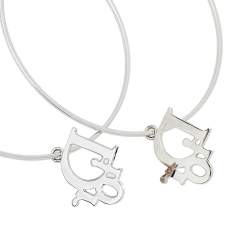 Dior Pink Crystal Logo Silver Tone Hoop Earrings