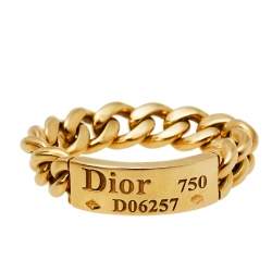 Dior 18K Yellow Gold Chain Link Ring Size 57