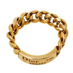 Dior 18K Yellow Gold Chain Link Ring Size 57