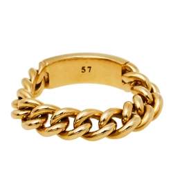 Dior 18K Yellow Gold Chain Link Ring Size 57