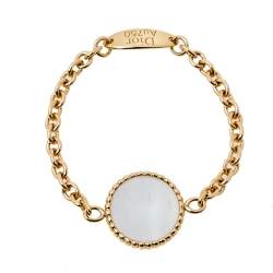 Dior Rose Des Vents Diamond Mother of Pearl 18K Yellow Gold Chain Ring Size 55