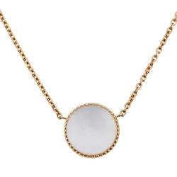 Pre Owned Dior Rose Des Vents Diamond Mother of Pearl 18K Yellow Gold Pendant Necklace