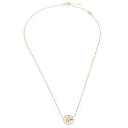 Pre Owned Dior Rose Des Vents Diamond Mother of Pearl 18K Yellow Gold Pendant Necklace
