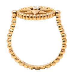 Pre Owned Dior Rose Des Vents 18K Yellow Gold Diamond & Mother of Pearl Ring Size 53