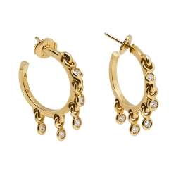 Dior Coquin Diamond 18k Yellow Gold Hoop Earrings